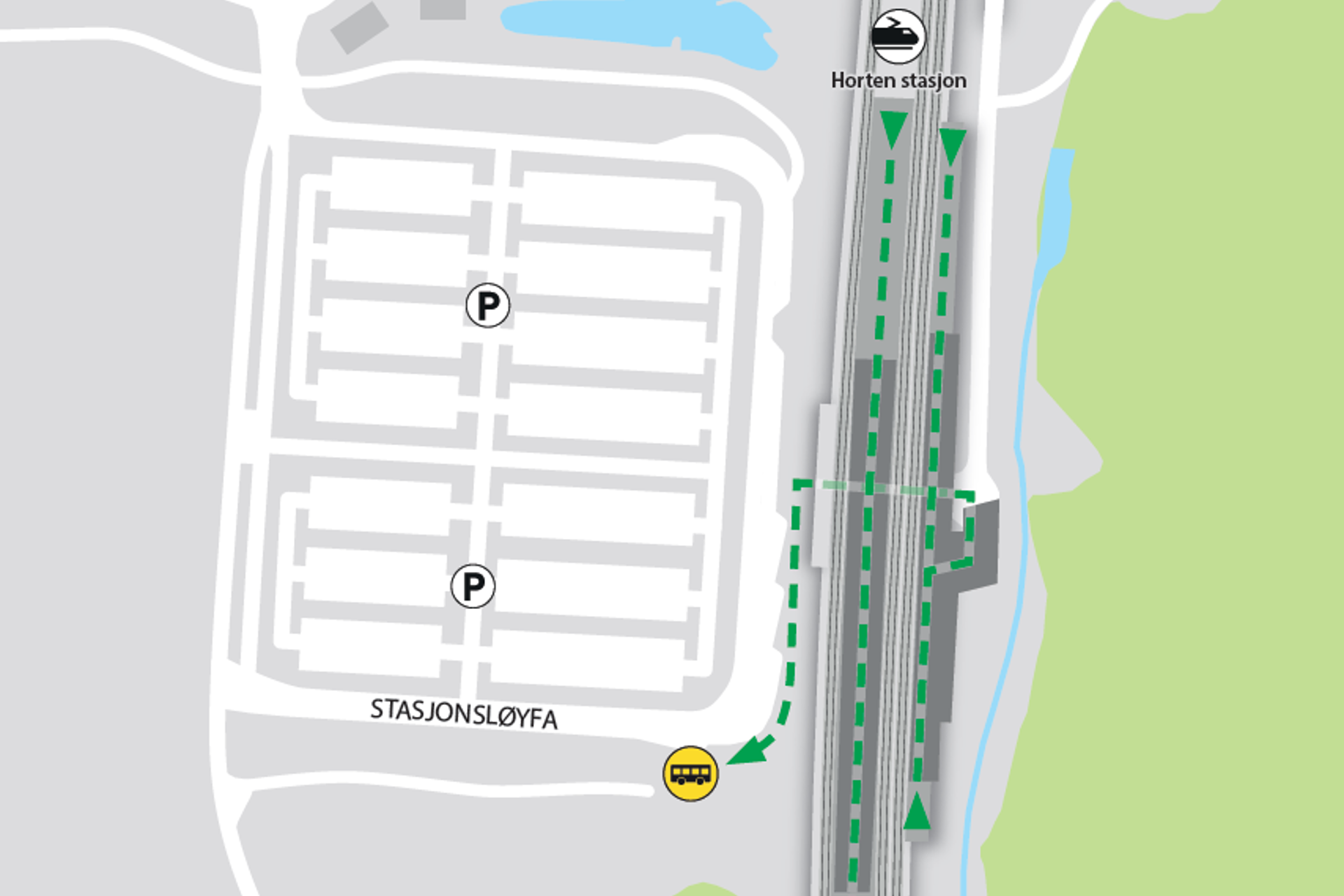 Bildet viser stoppested for buss for tog