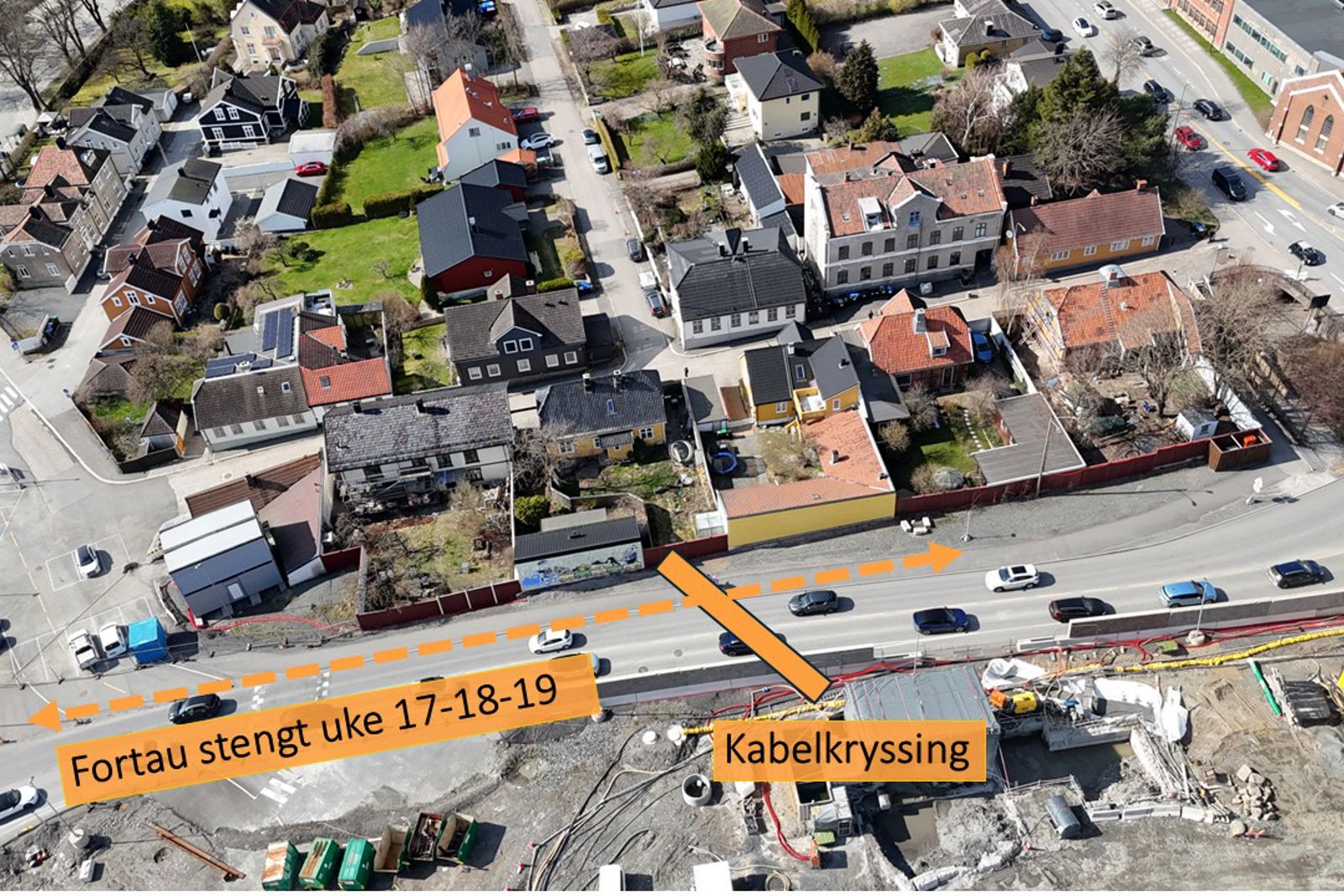 Foto og illustrasjon som viser hvor det skal graves. 