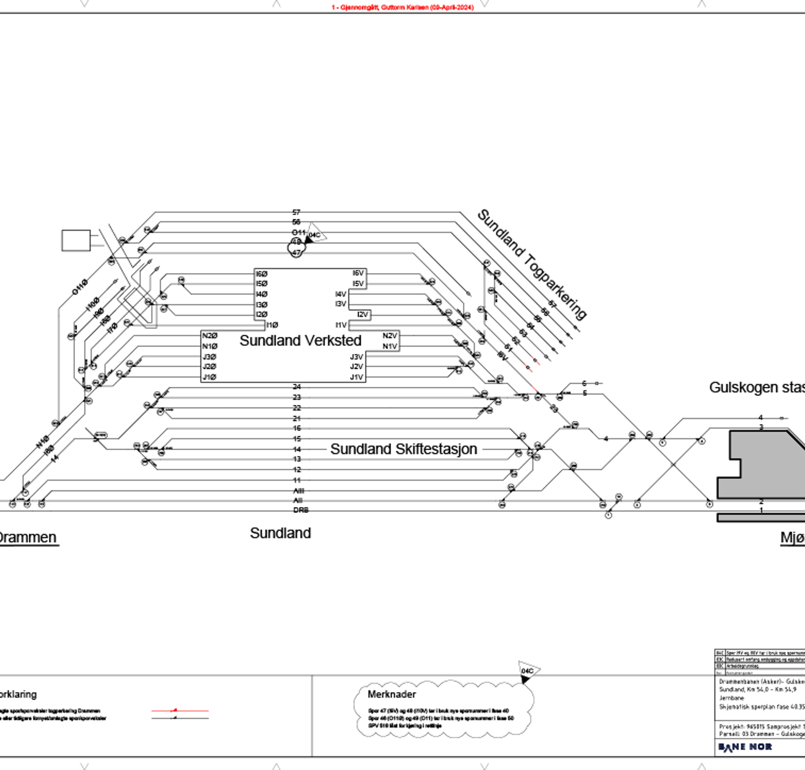 Track plan for Sundland Maintenance Facility, valid from September 2024.
