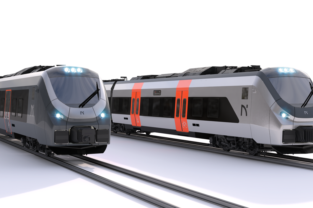 Illustrasjon av nye togsett fra Norske Tog AS