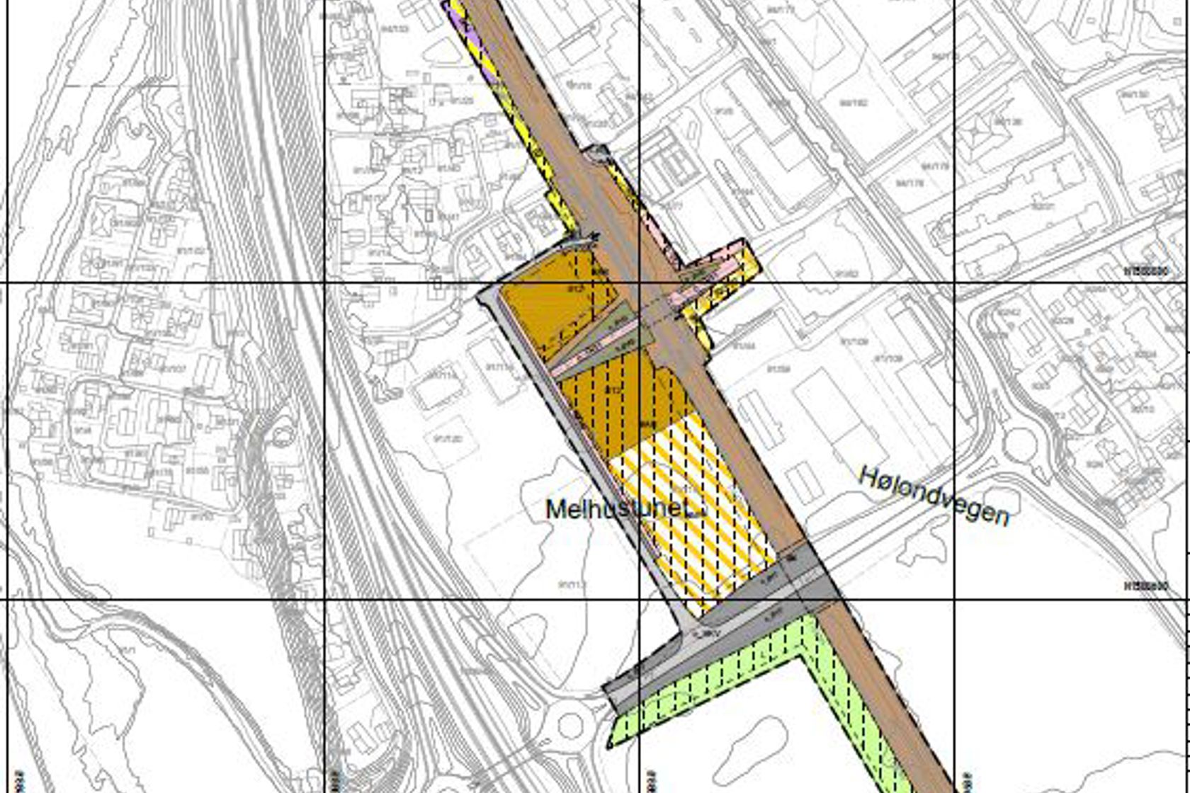 Plankart som viser Melhus stasjonsområde