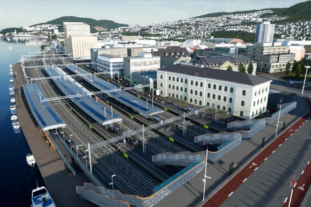 Illustrasjon av hvordan det kan bli på Drammen stasjon