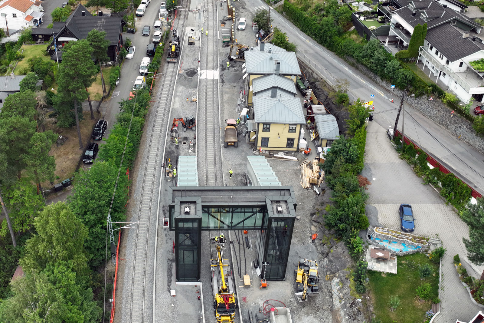 Nordstrand stasjon i fugleperspektiv