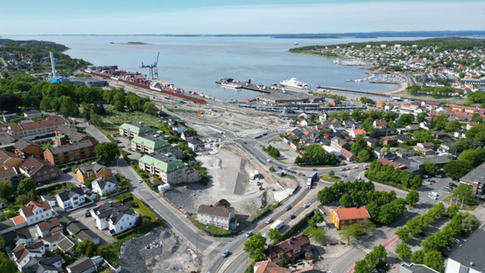 Flyfoto av Moss sentrum