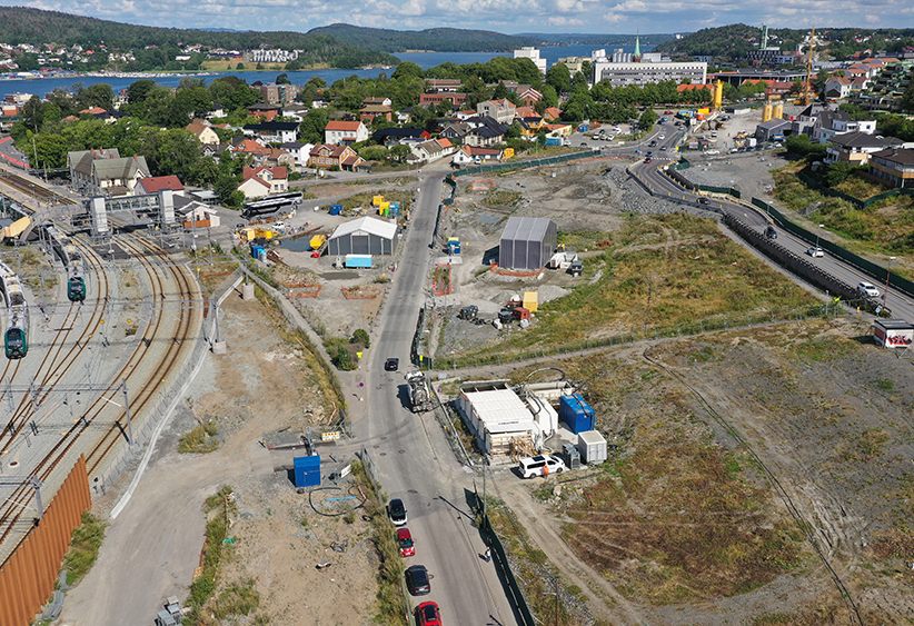 Anleggsområdet i Moss sentrum, der Bane NOR nå har avbestilt arbeidet fra MossIA. Foto: Glenn-Frode Lund  