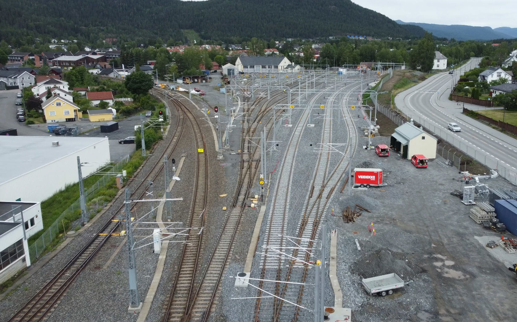 Sporområdet ved Kongsberg togparkering.