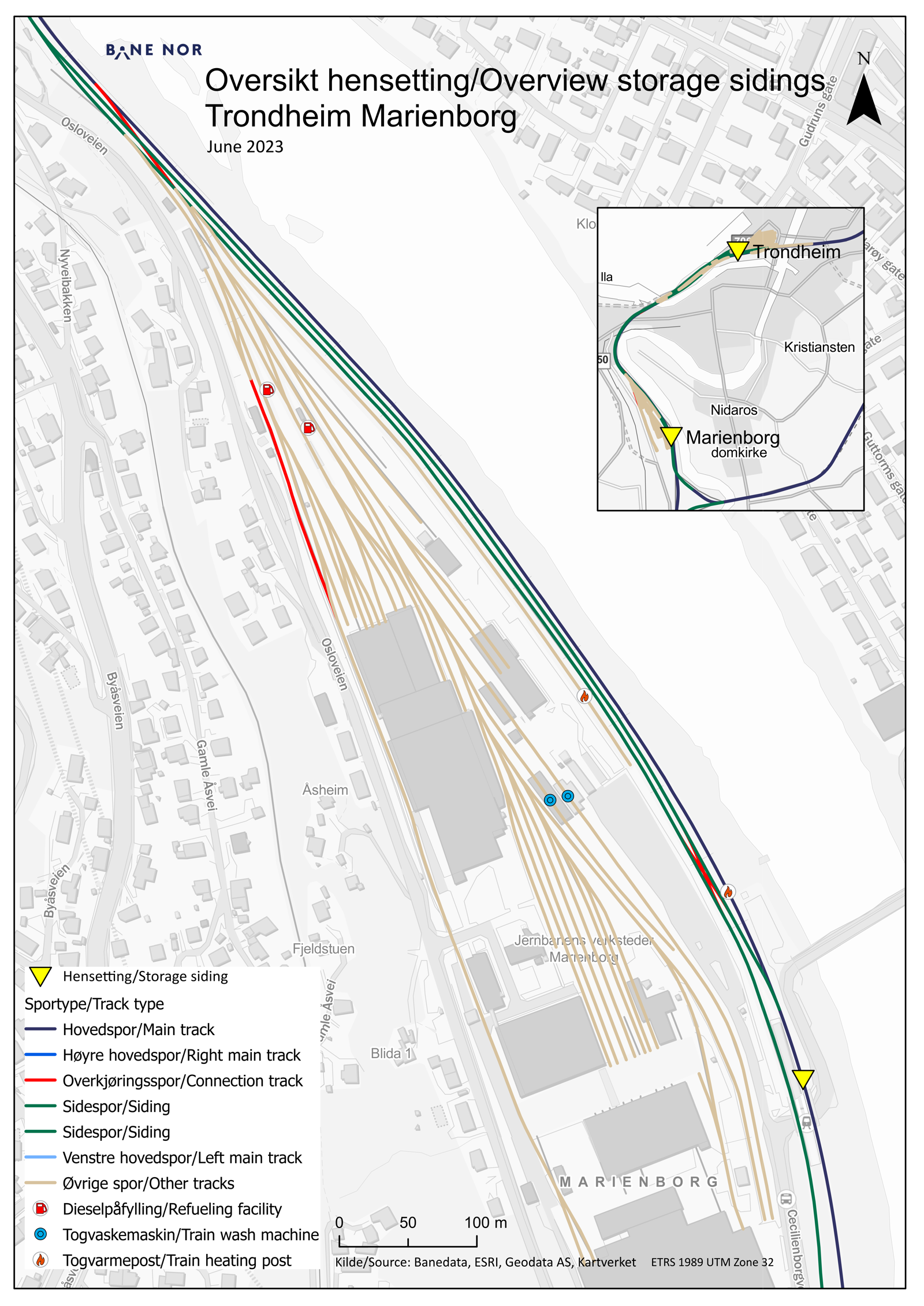 Overview of the stabling facility. Map.
