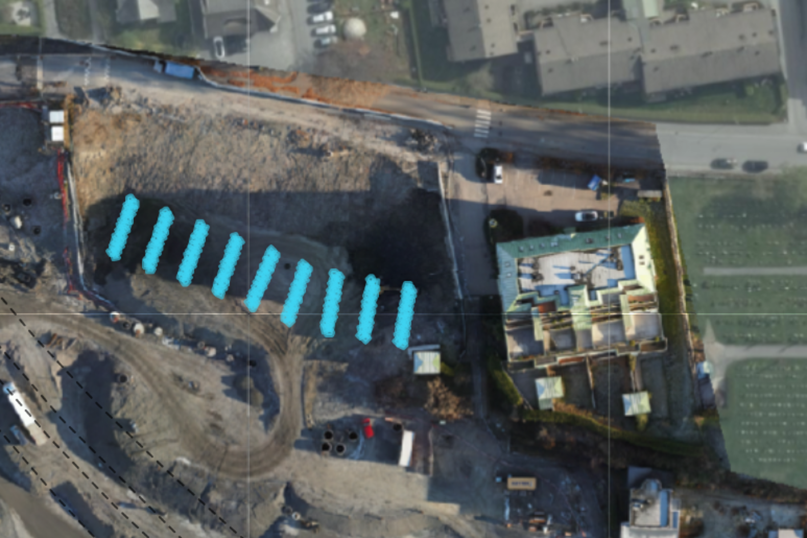 Illustrasjon som viser hvor i Kransen jetpelene skal innstalleres.