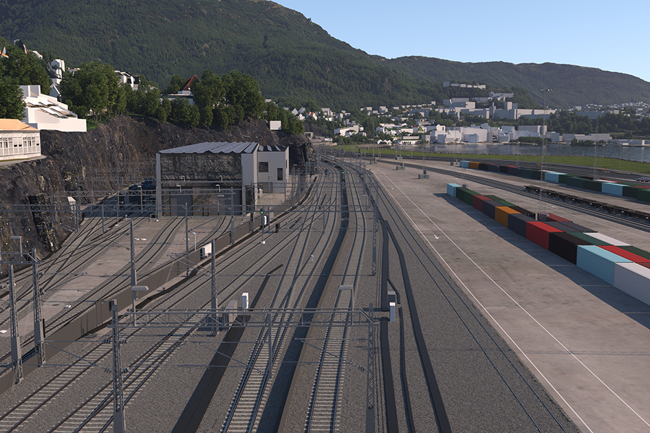Dobbeltsporet mellom Arna og Bergen skal fullføres med etappen fra Bergen stasjon til Fløen. Illustrasjon: Bane NOR/COWI AS