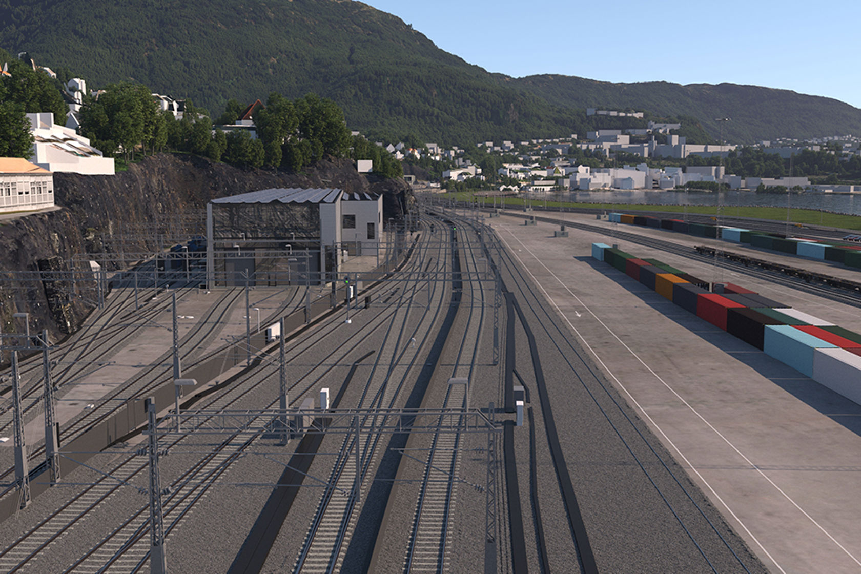 Illustrasjon av hvordan et dobbeltspor i Bergen vil bli seende ut. 