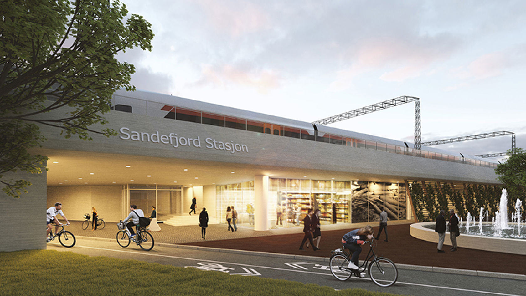 Illustrasjon av hvordan ny Sandefjord stasjon kan se ut.