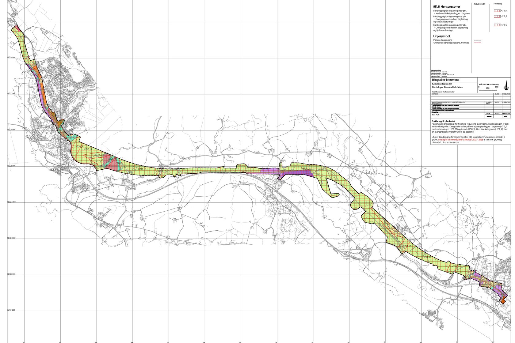 Plankart for ny begrenset høring av prosjektet Brumunddal-Moelv