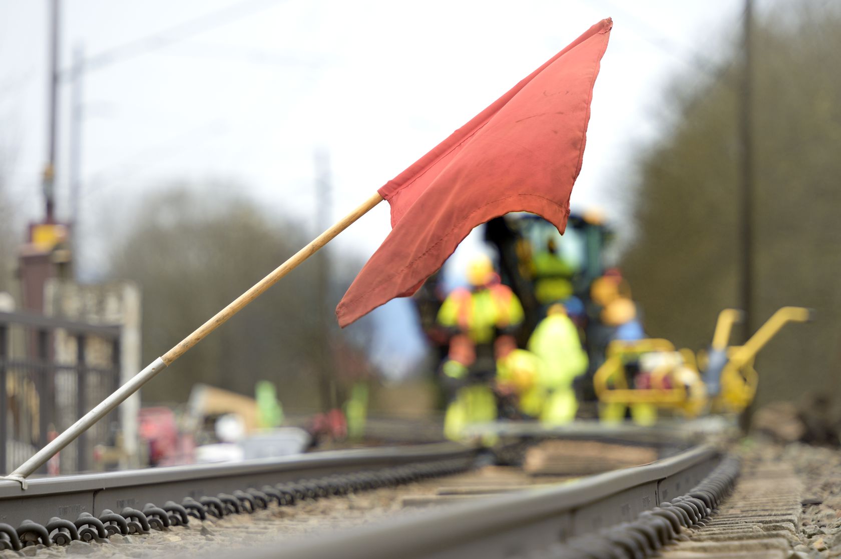 Stoppflagg ved anleggsområde