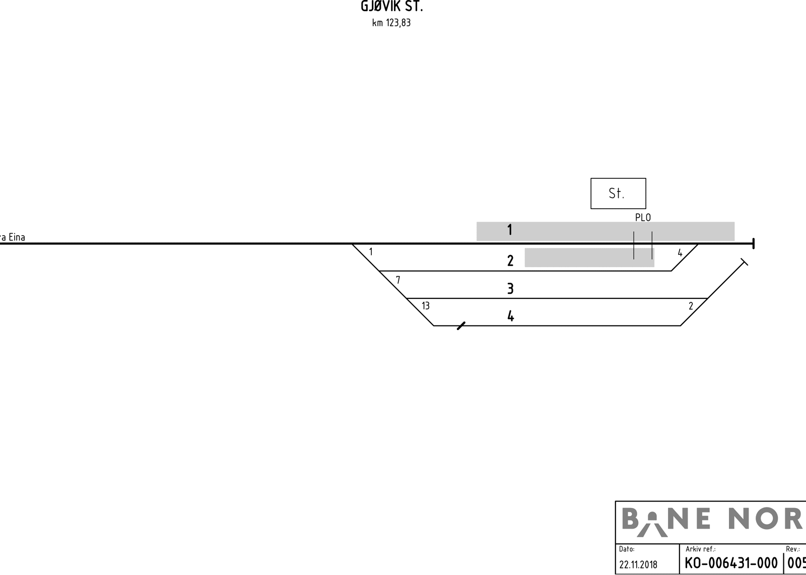 Sporplan Gjøvik stasjon