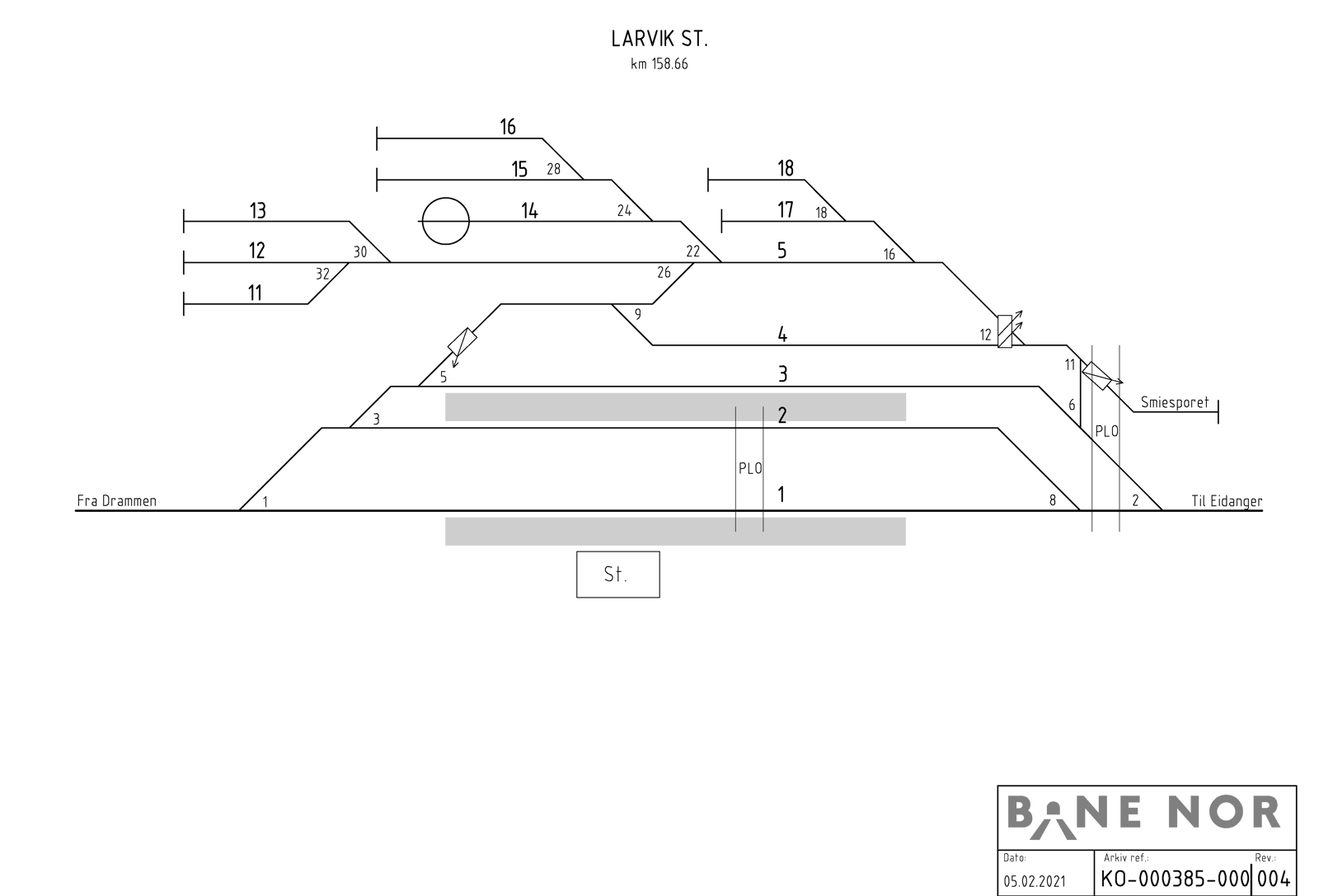 Track plan Larvik station