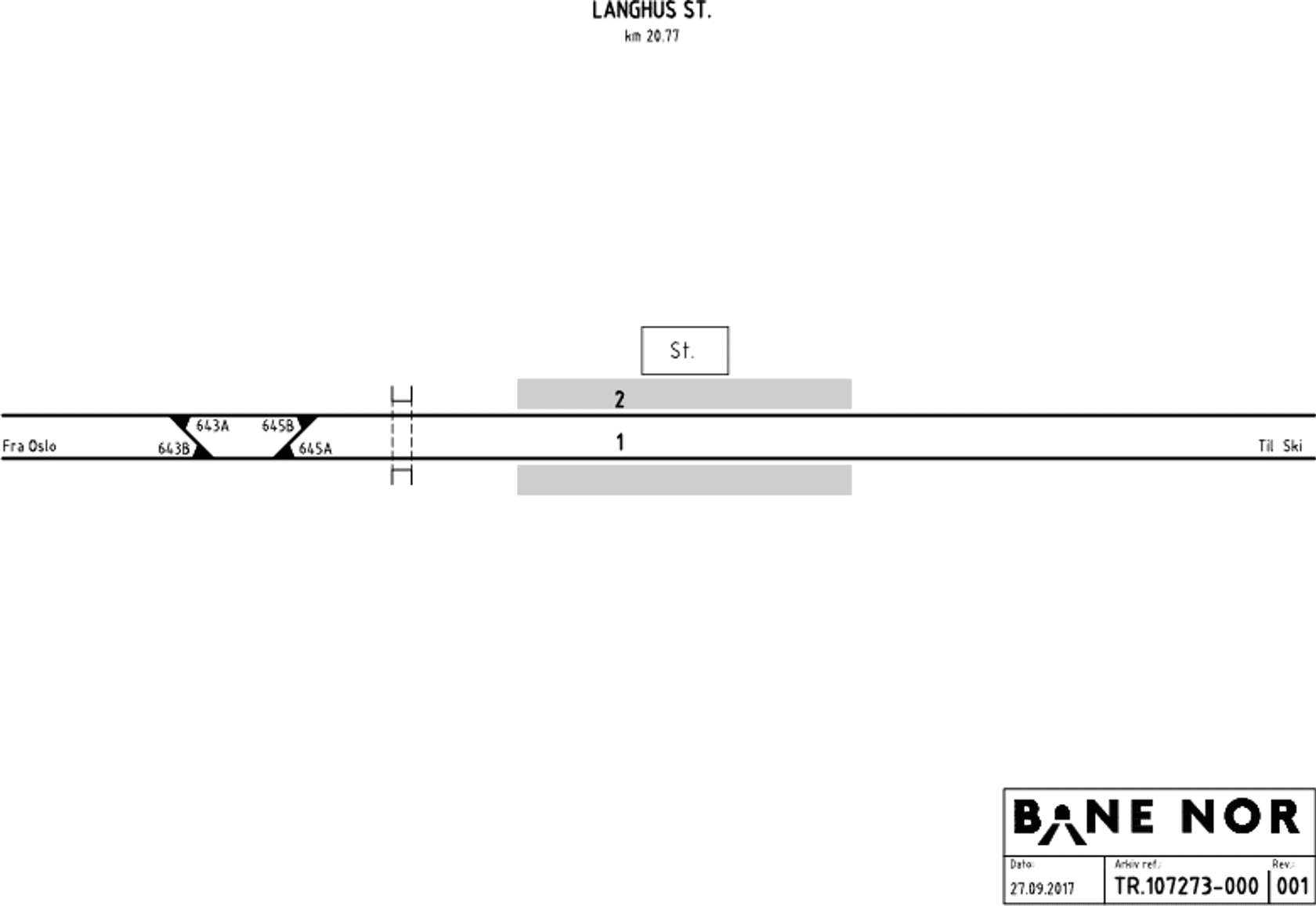 Track plan Langhus station