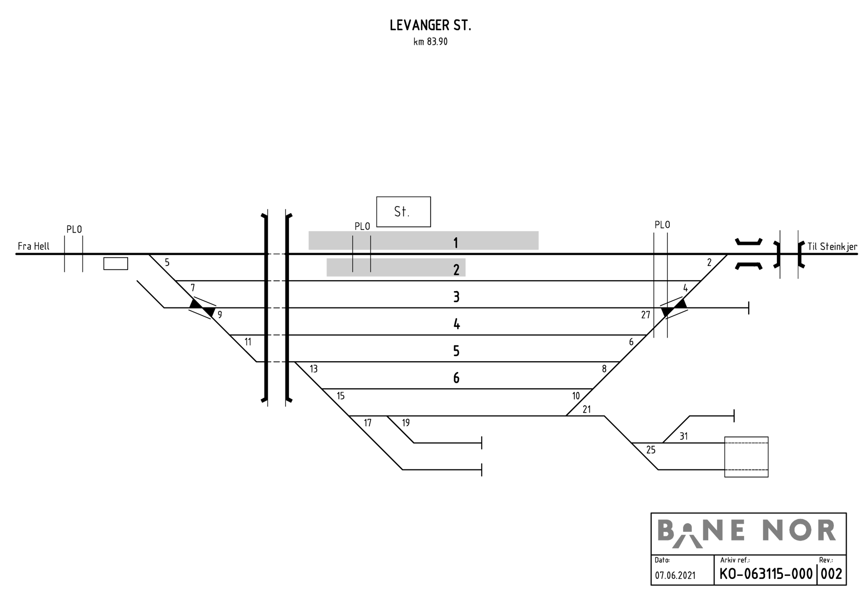 Track plan Levanger station