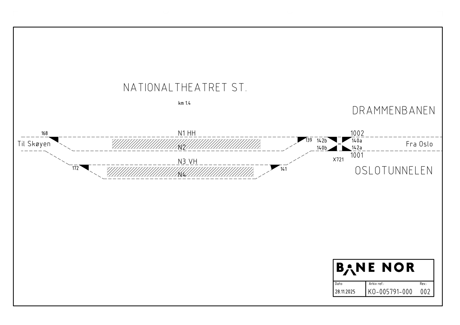 Track plan Nationaltheatret station