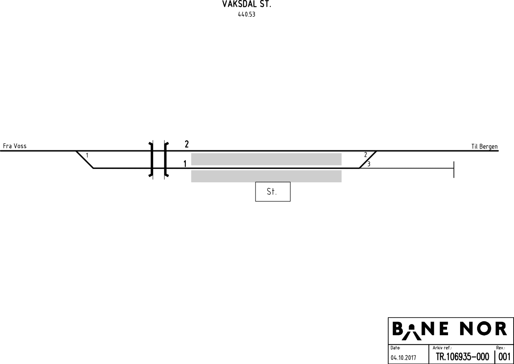 Track plan Vaksdal station