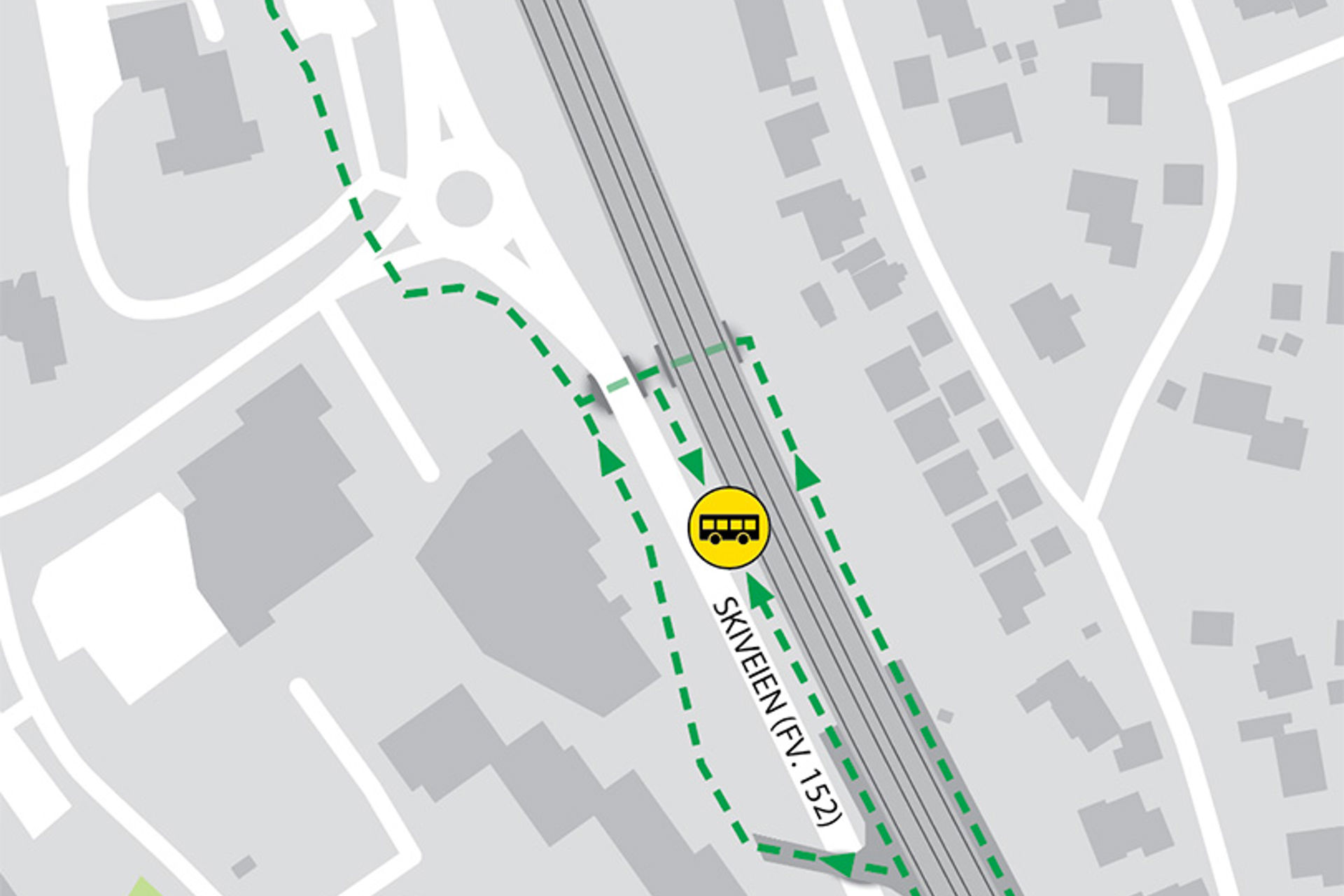 Bilde viser hvor buss for tog stopper