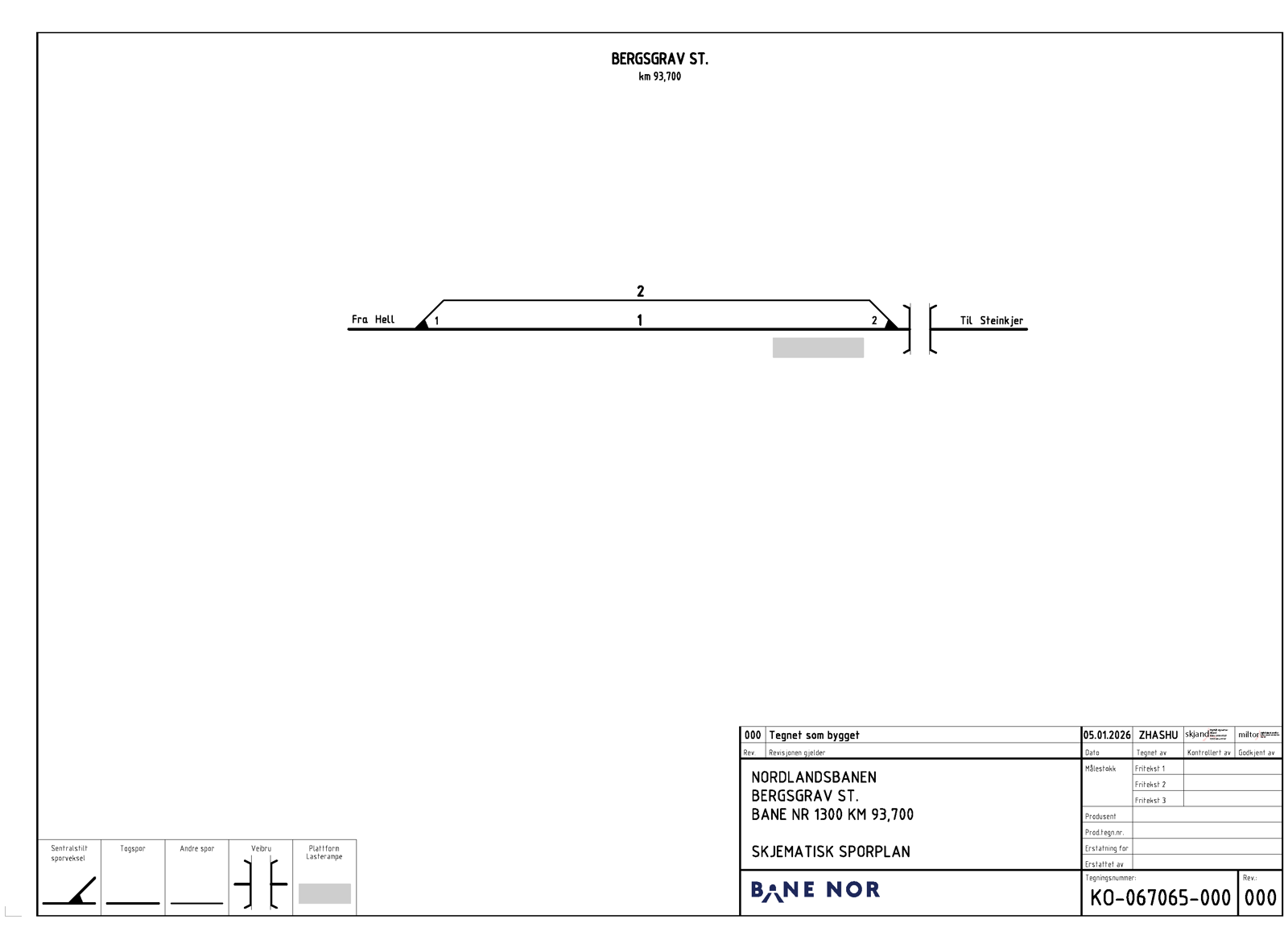 Track plan for Bergsgrav station.