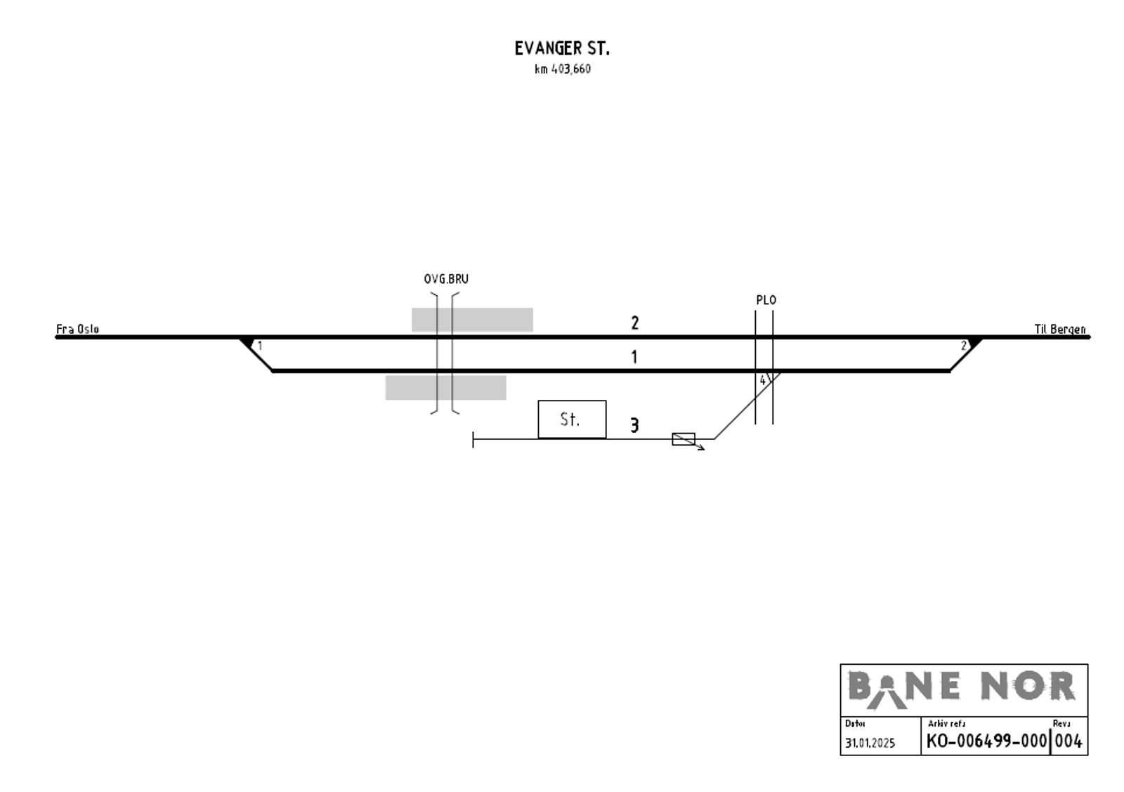 Track plan Evanger station