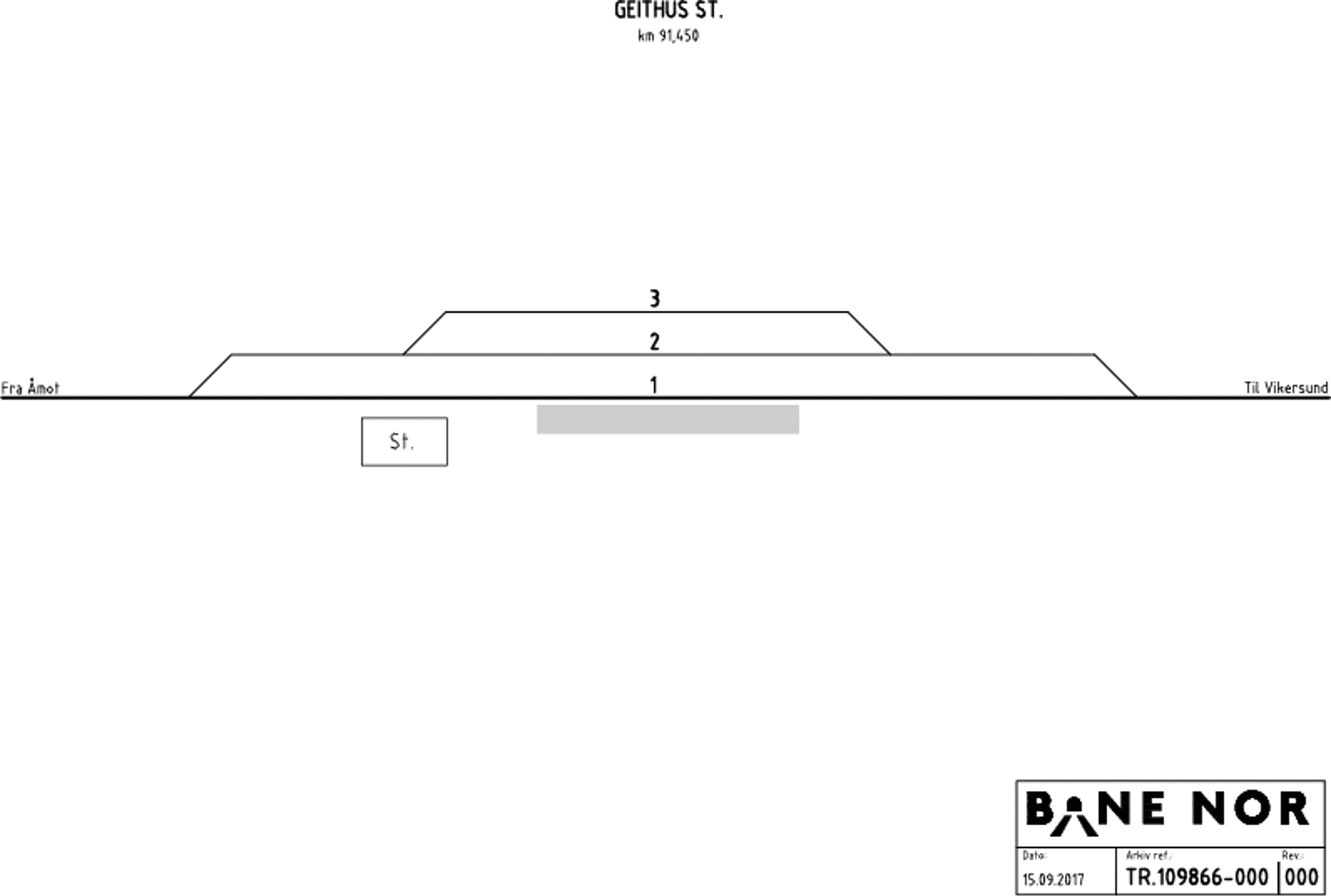 Track plan Geithus station