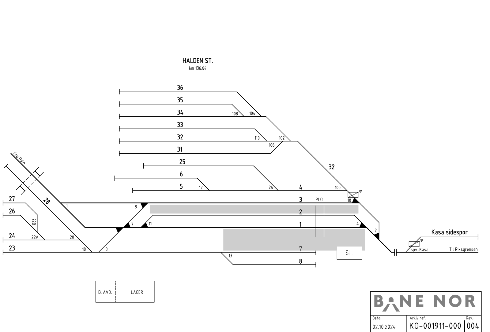 Track plan Halden station
