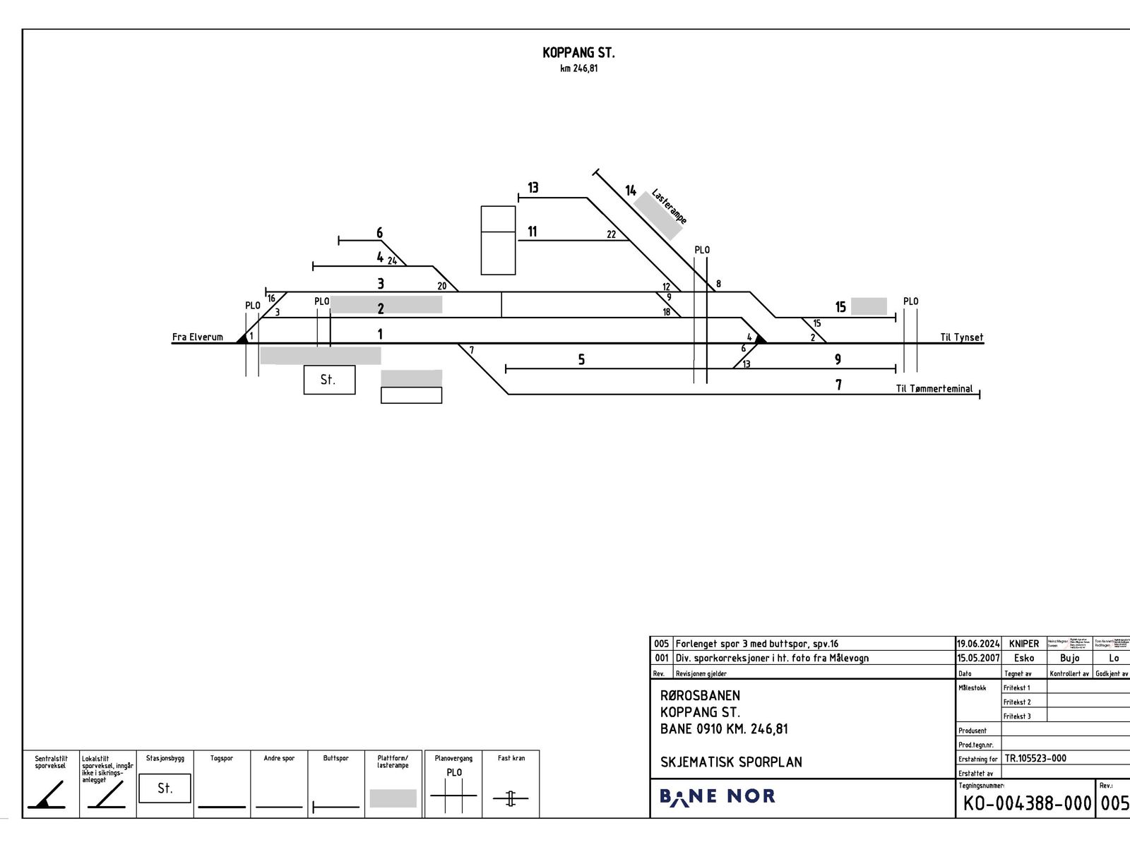 Track plan for Koppang station