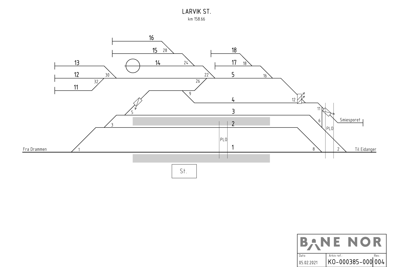 Track plan Larvik station