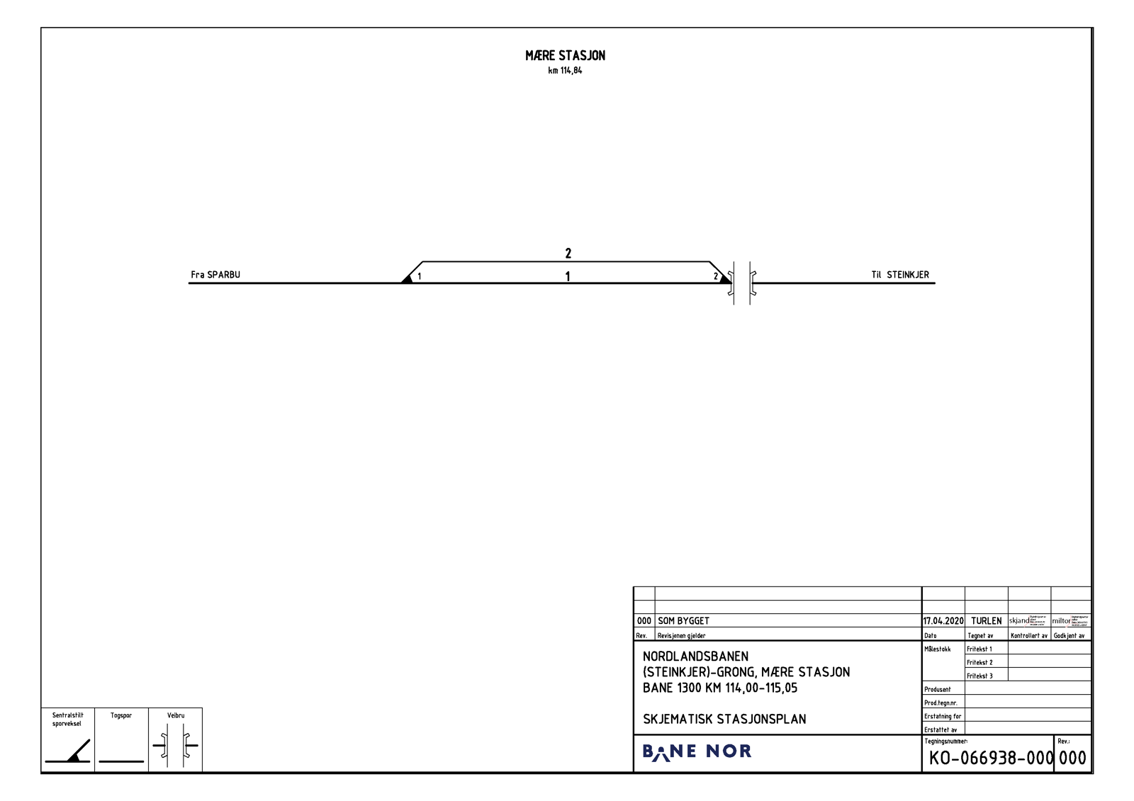 Track plan for Mære station.