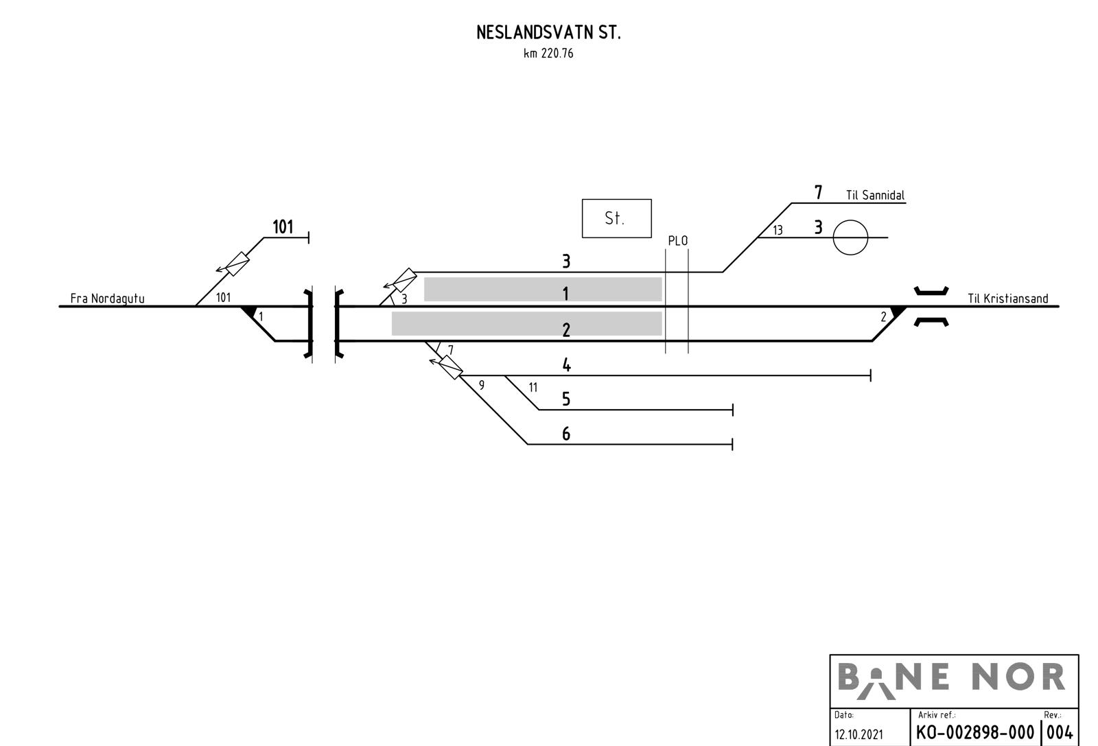Track plan Neslandsvatn station