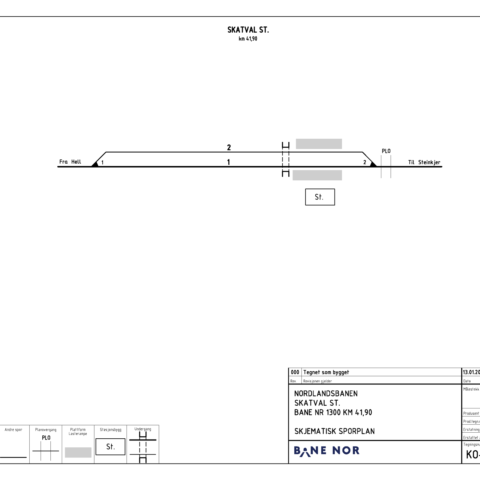 Sporplan for Skatval stasjon.