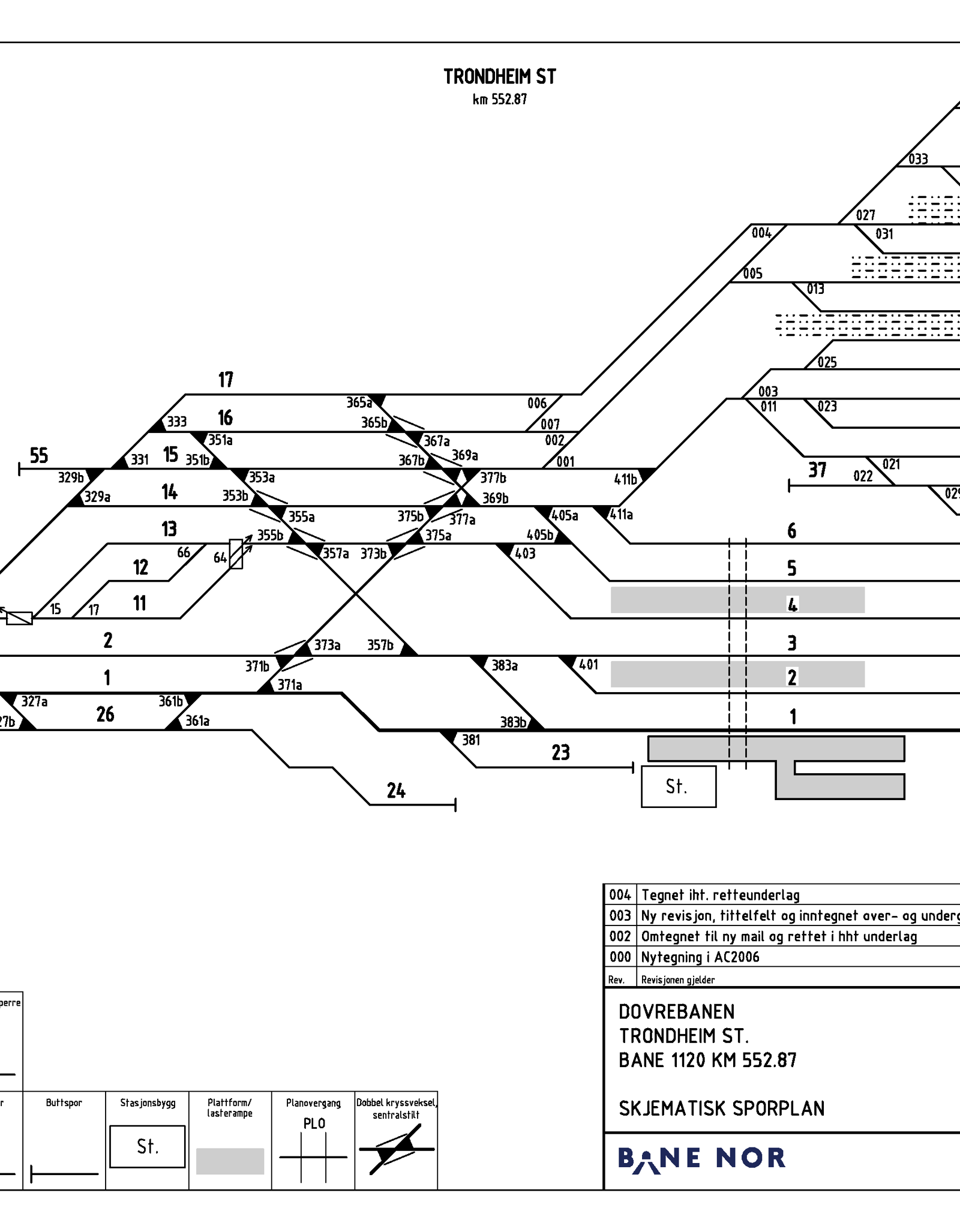 Track plan Trondheim S station
