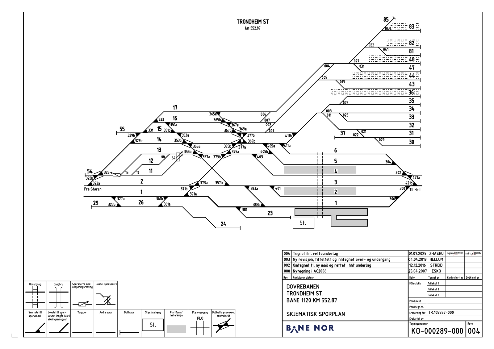 Track plan Trondheim S station