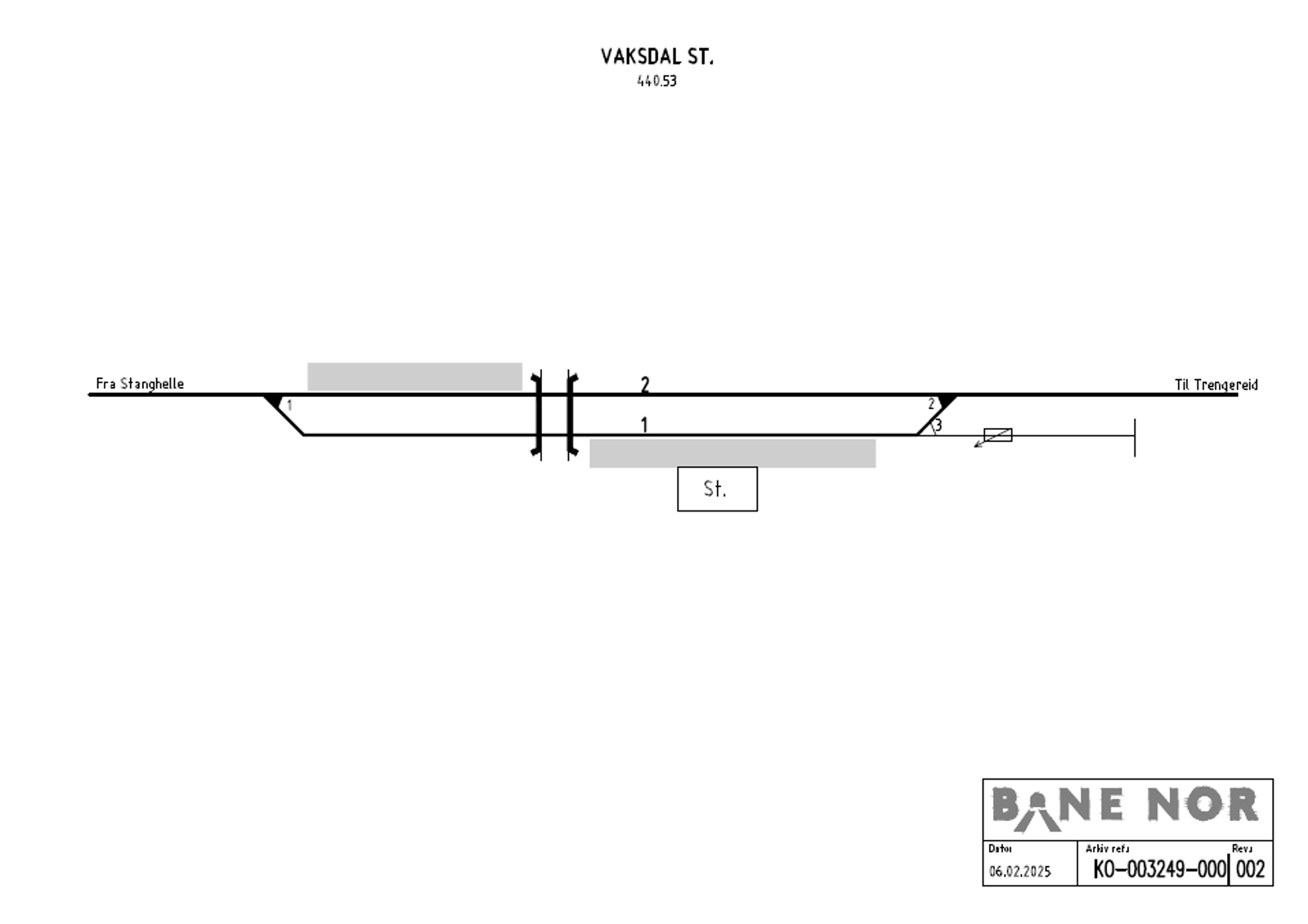 Track plan Vaksdal station